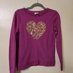 Crazy 8 Magenta Sequin Heart Long Sleeve Tee